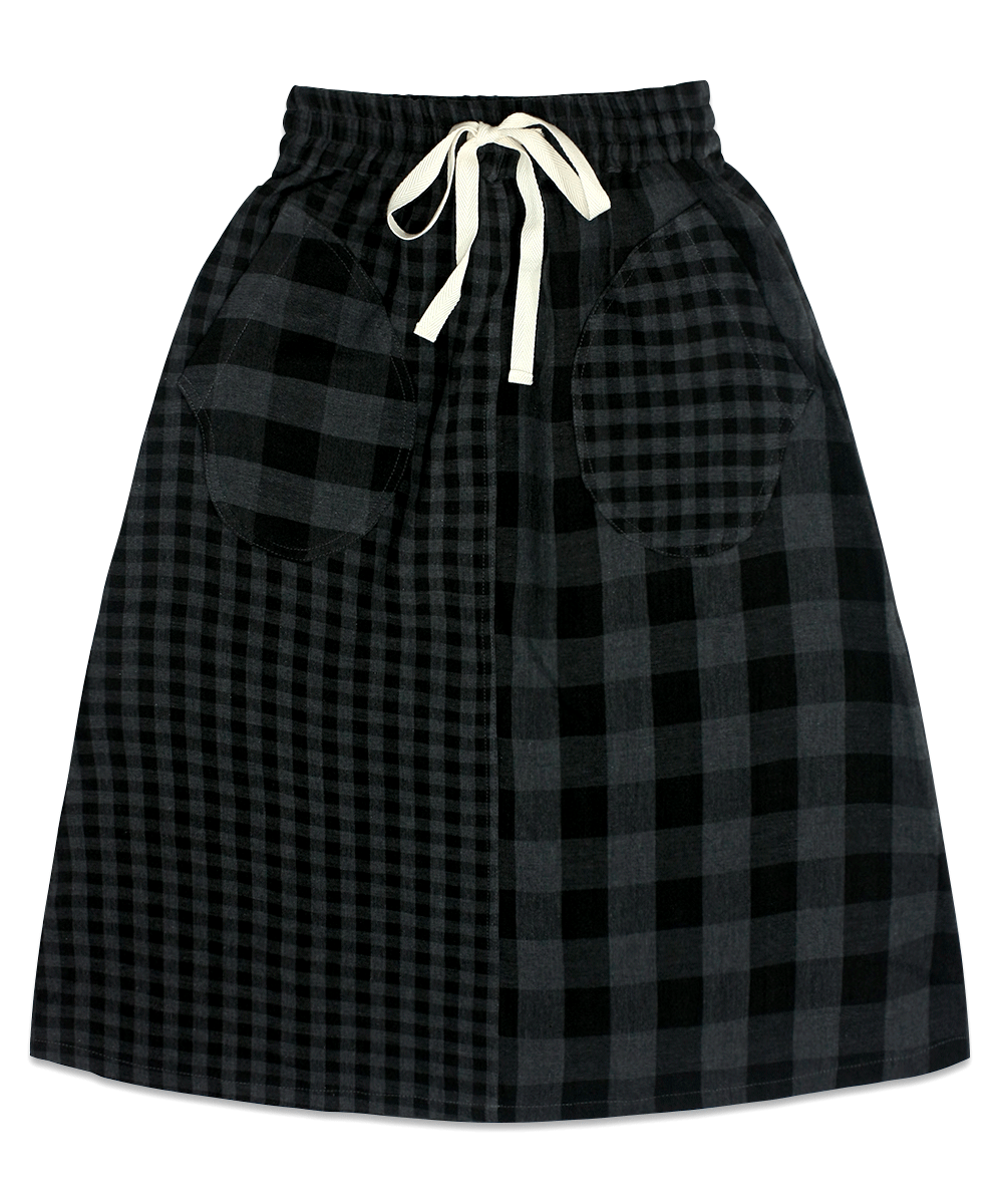 Mixed Check Skirts - Black