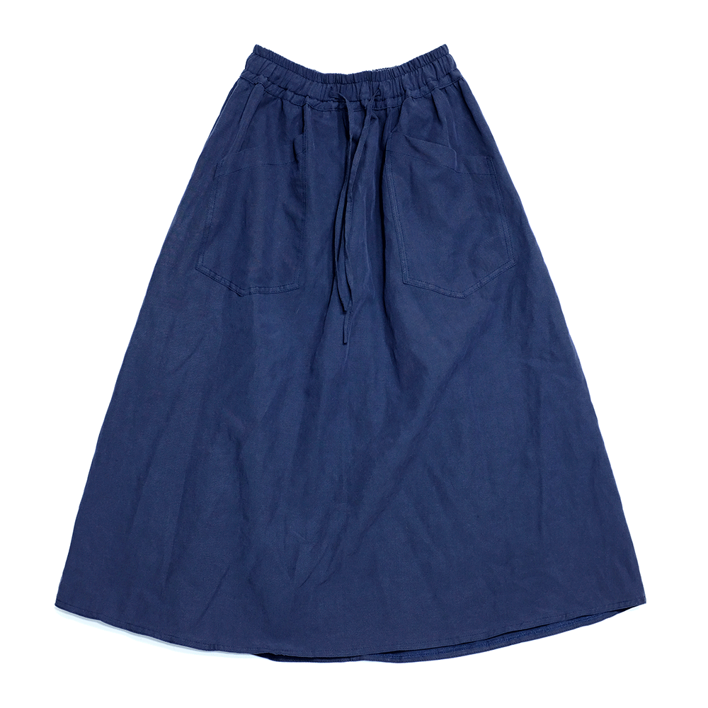 Natural Linen Skirts - Navy