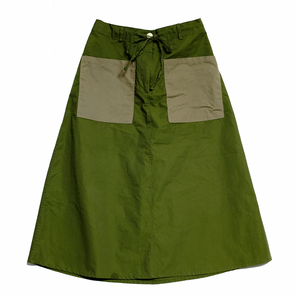 Two-Tone Cotton Skirts - Khaki
