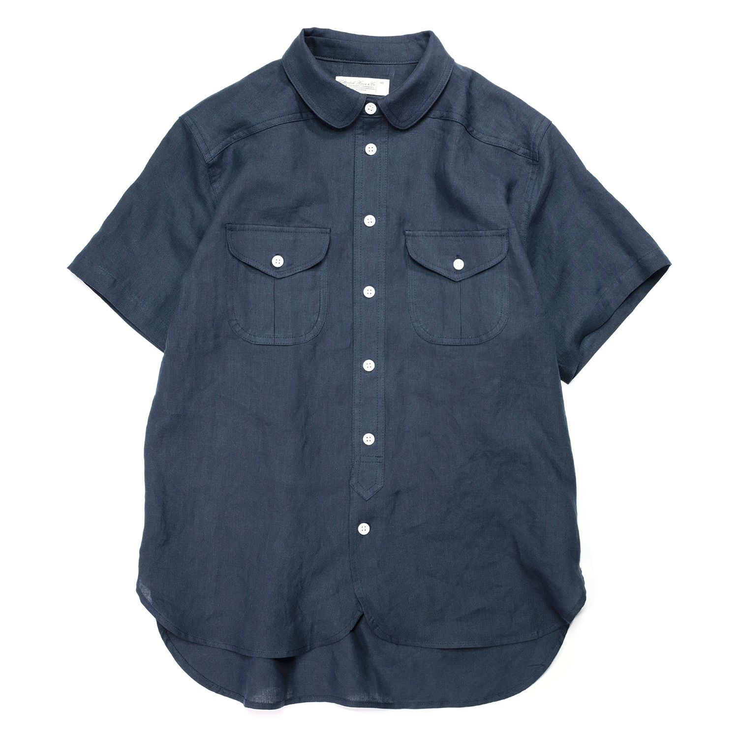 Linen Short Sleeve Shirts - Navy