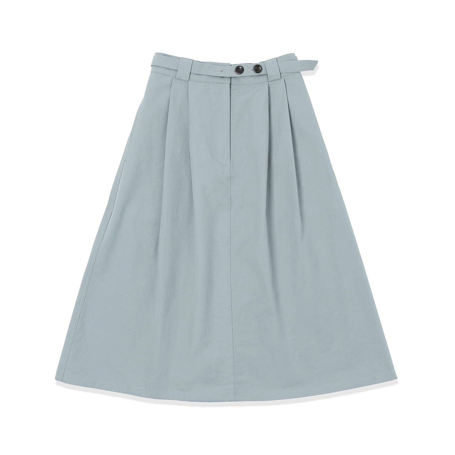 Double Button Belt Skirt - Silver Blue