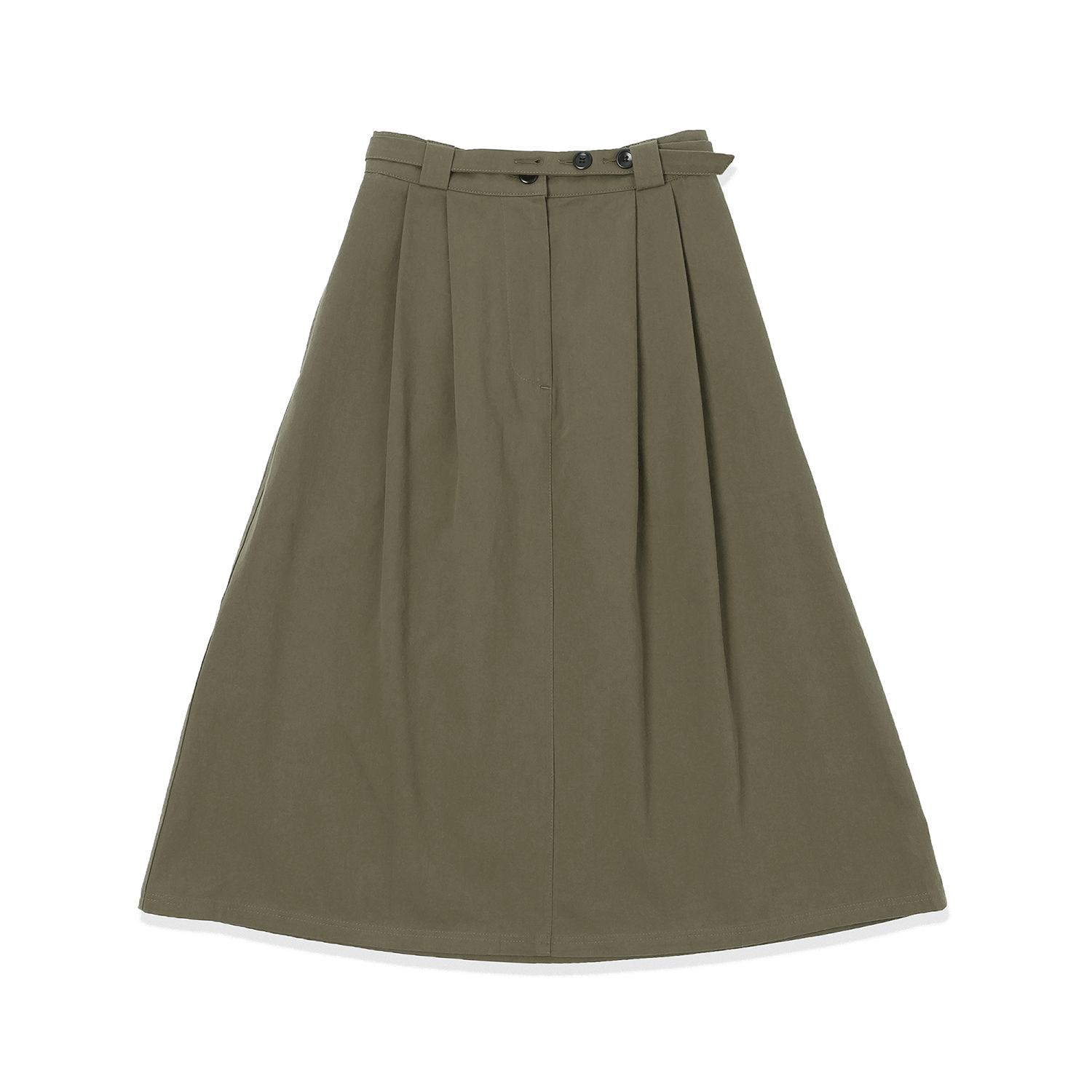Double Button Belt Skirt - Khaki