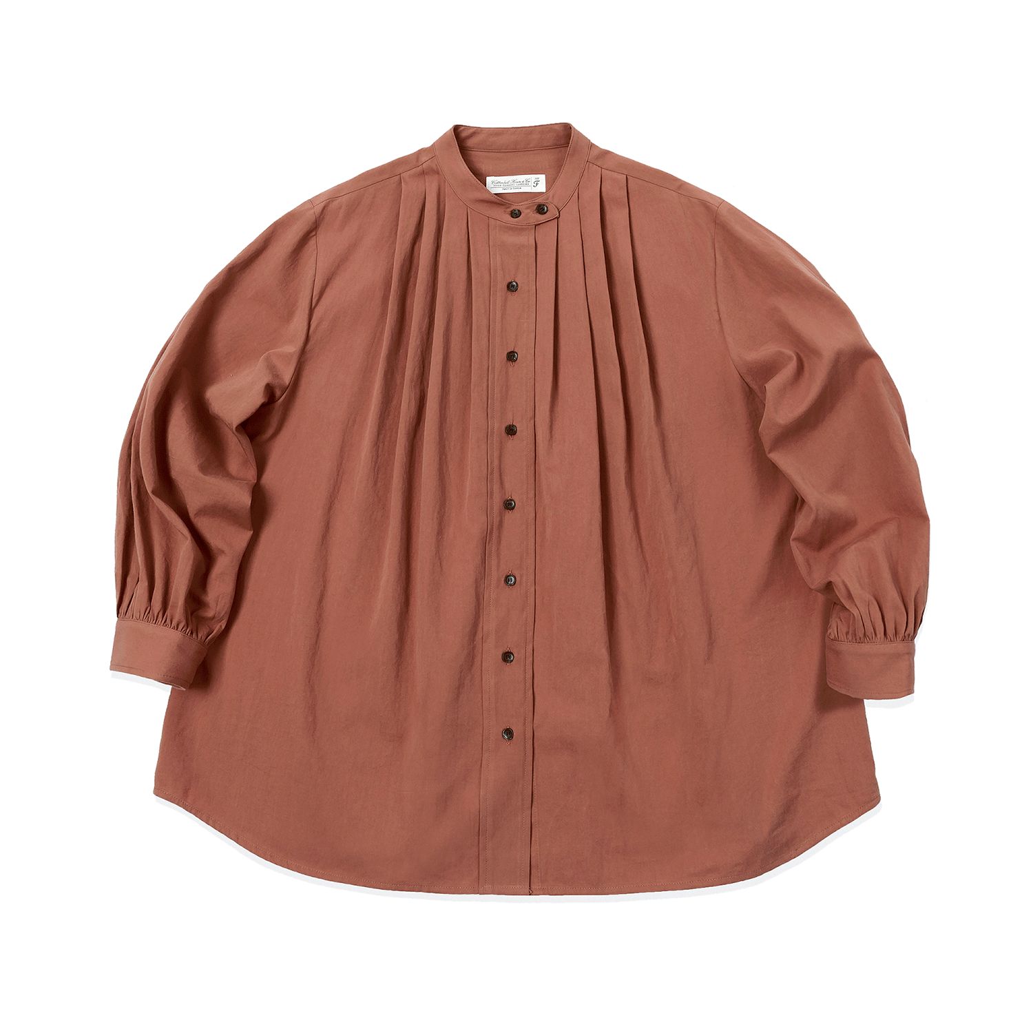 Stand Collar Pleats Shirts - Burnt Red