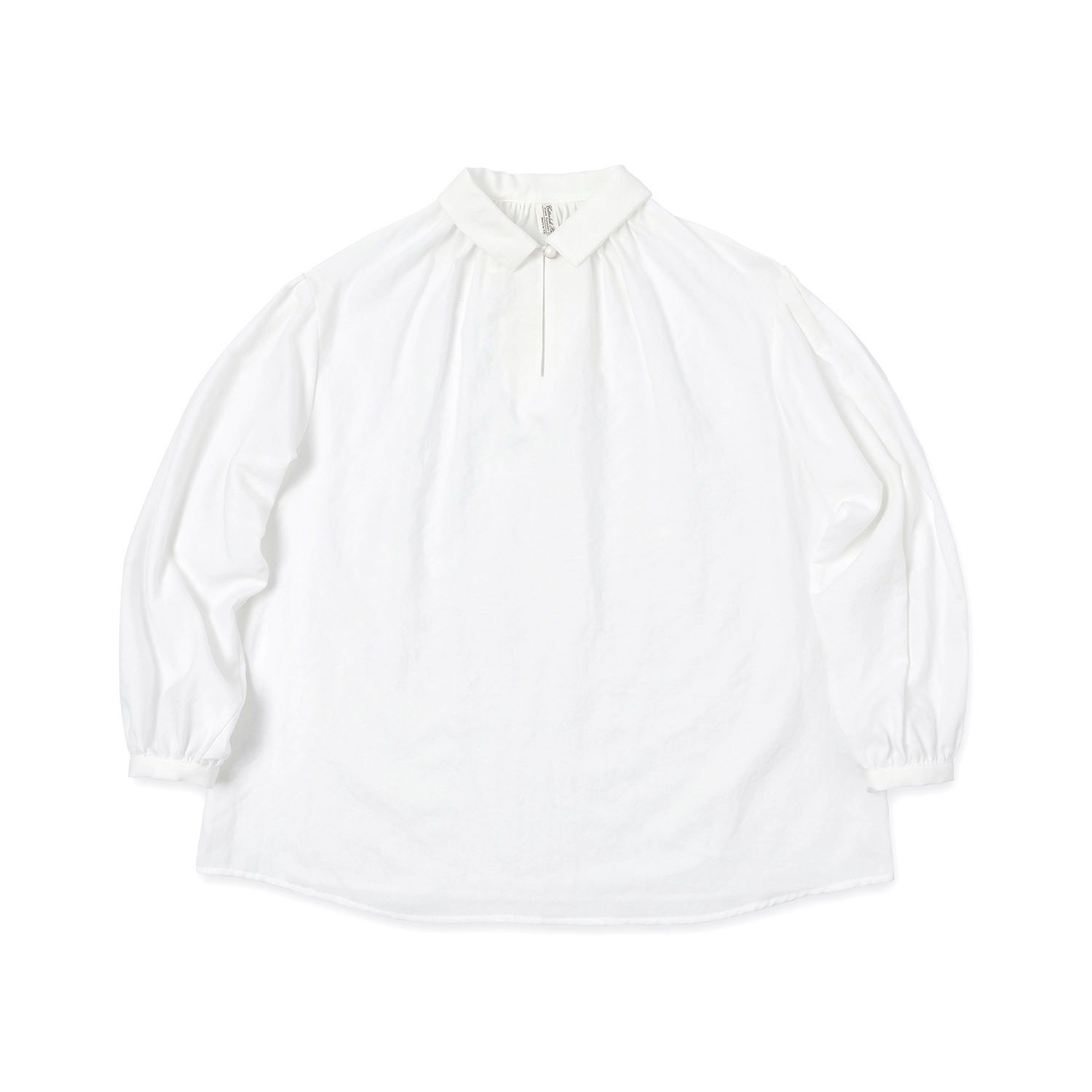 One Button Shirring Blouse - White