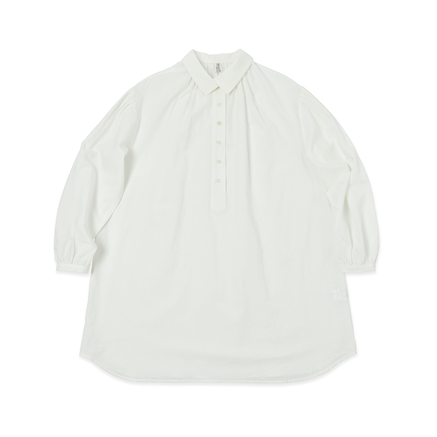 Overlap Collar Long Shirts - Off-White