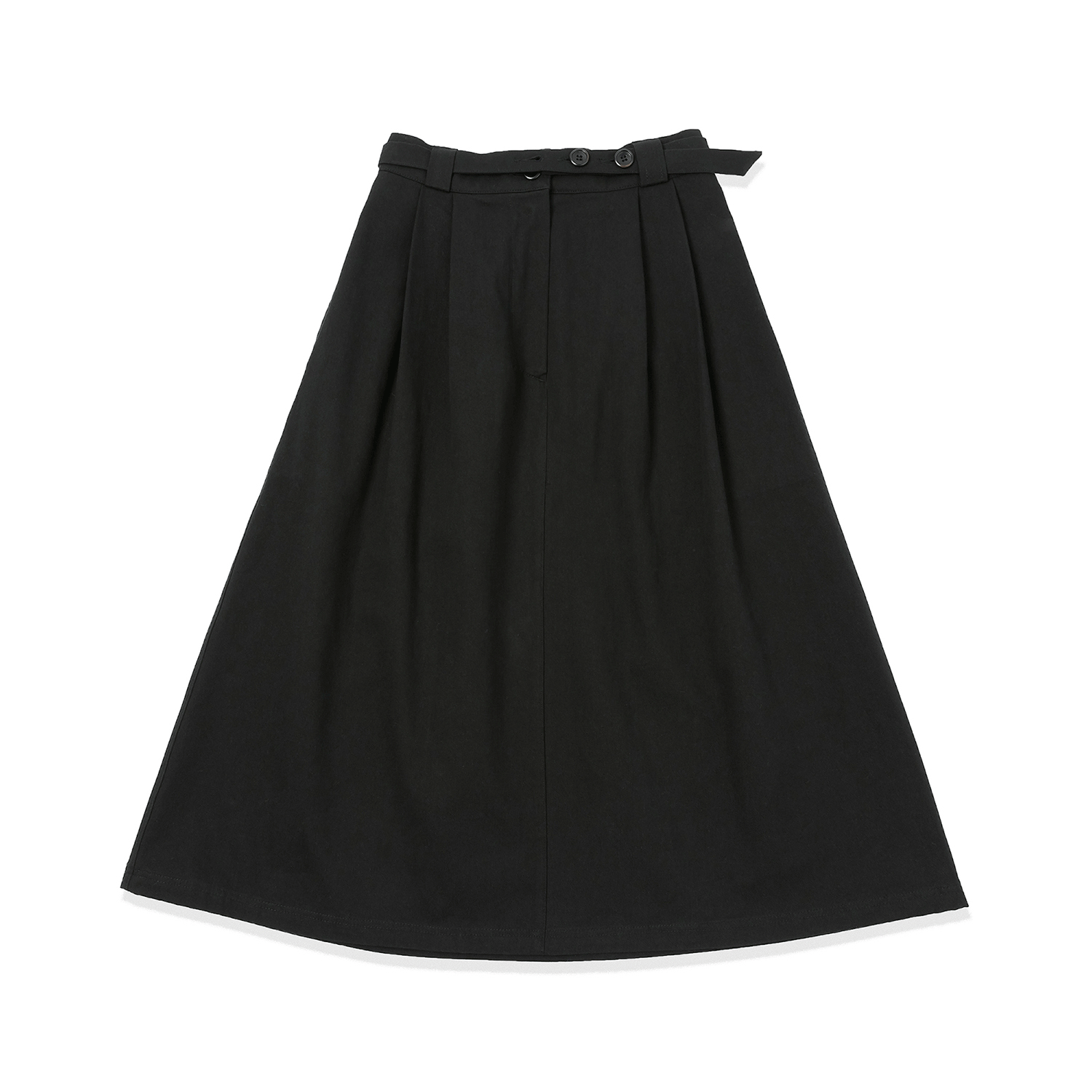 Double Button Belt Skirt - Black