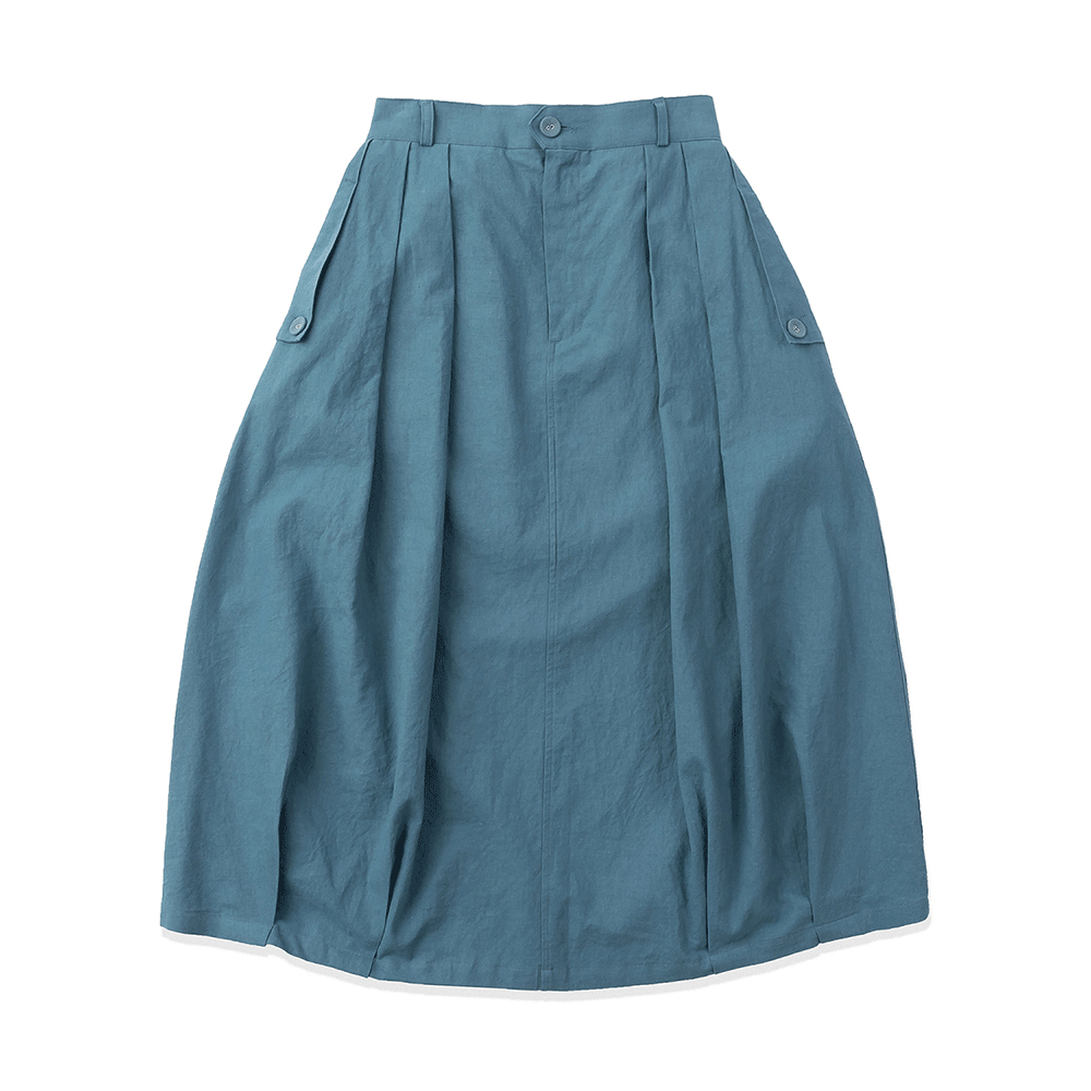 Linen Balloon Skirts - Steel Blue