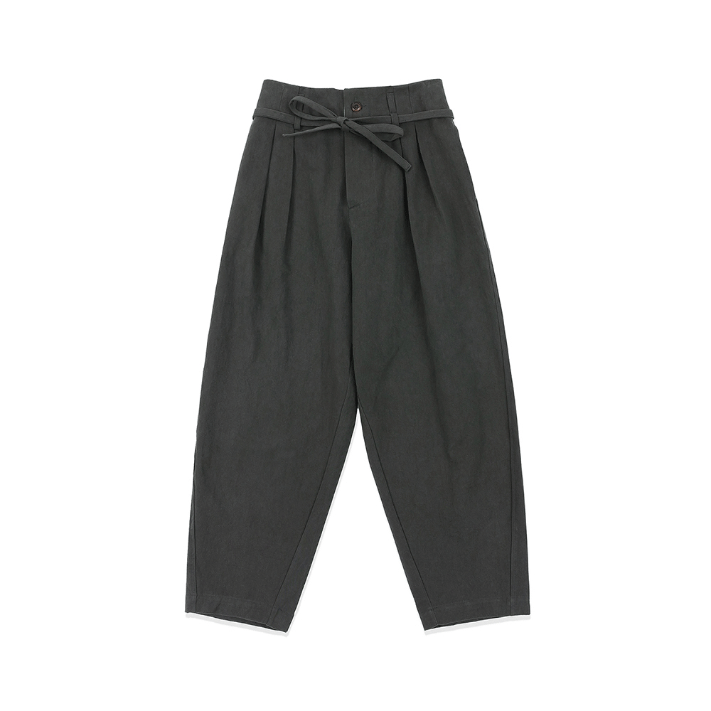Wide Slim String Pants - Charcoal