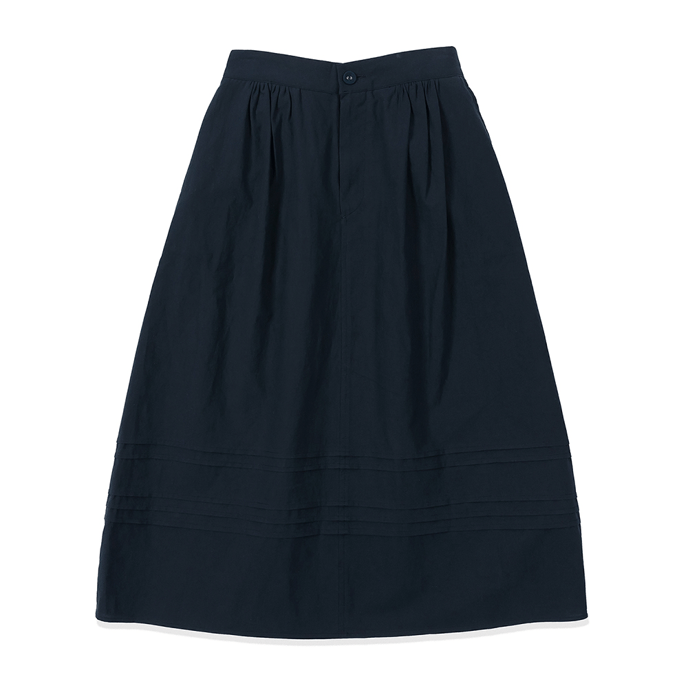 Pintuck Shirring Skirts - Navy