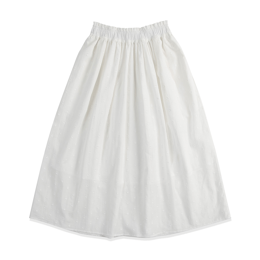 Dot Embroider Banding Skirt - White