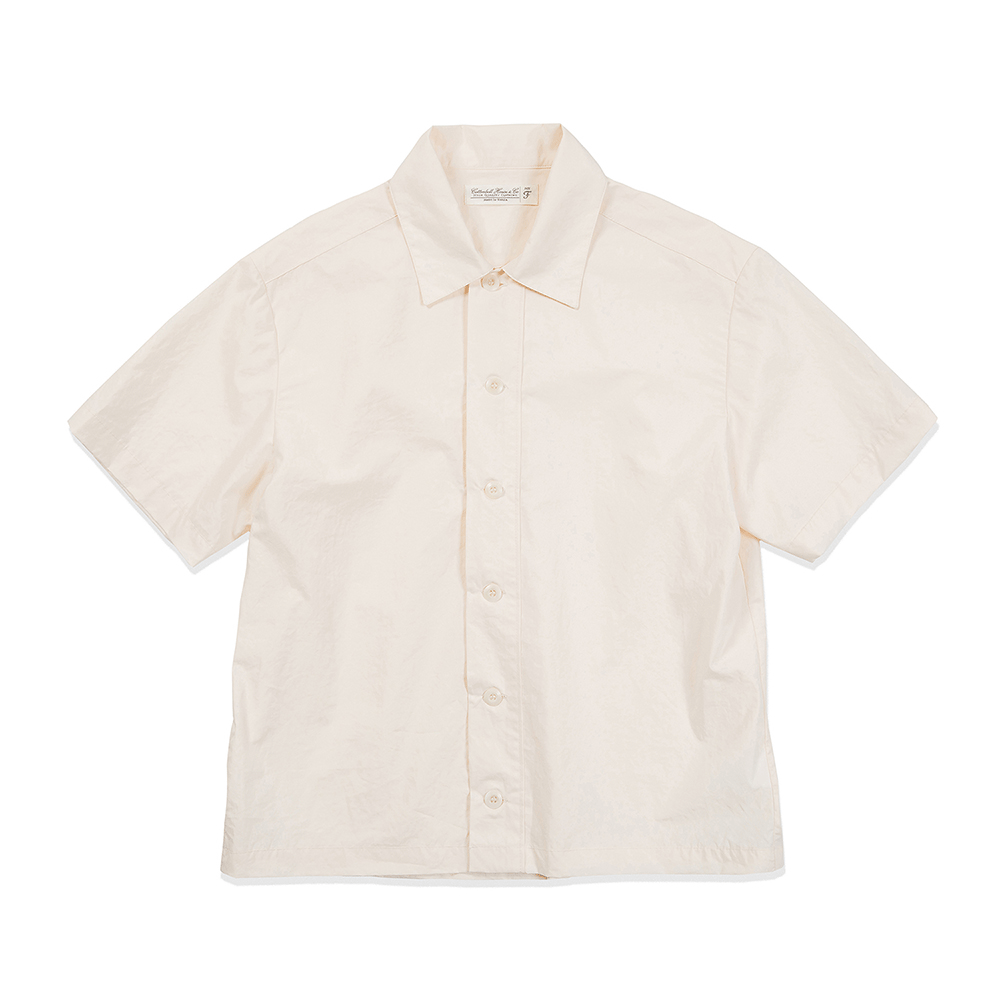 Wide Placket Short-Sleeve Shirts - Cream