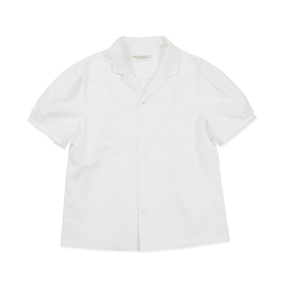 Shirring Sleeve Shirts - Stripe White