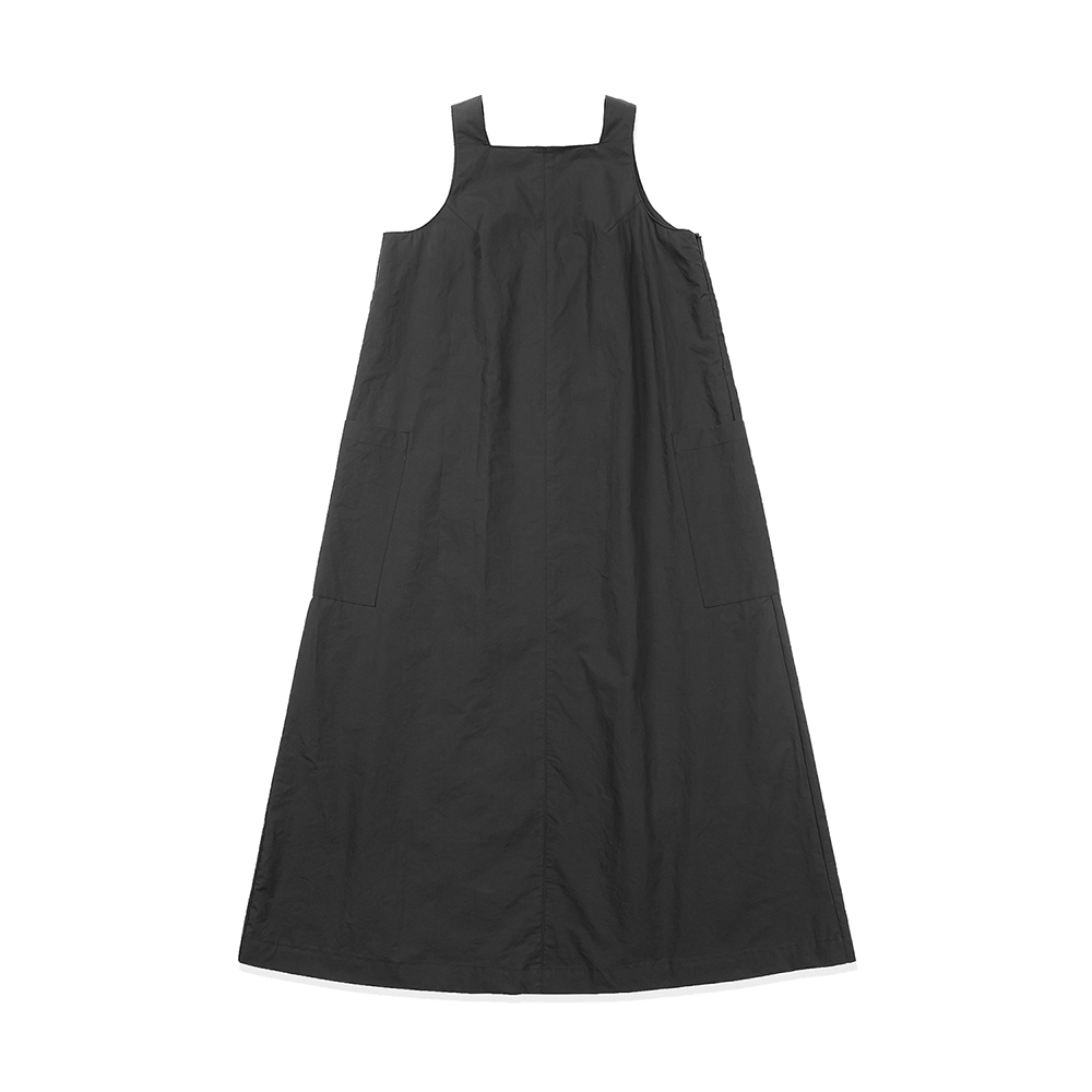 Square Neckline Sleeveless Dress - Charcoal