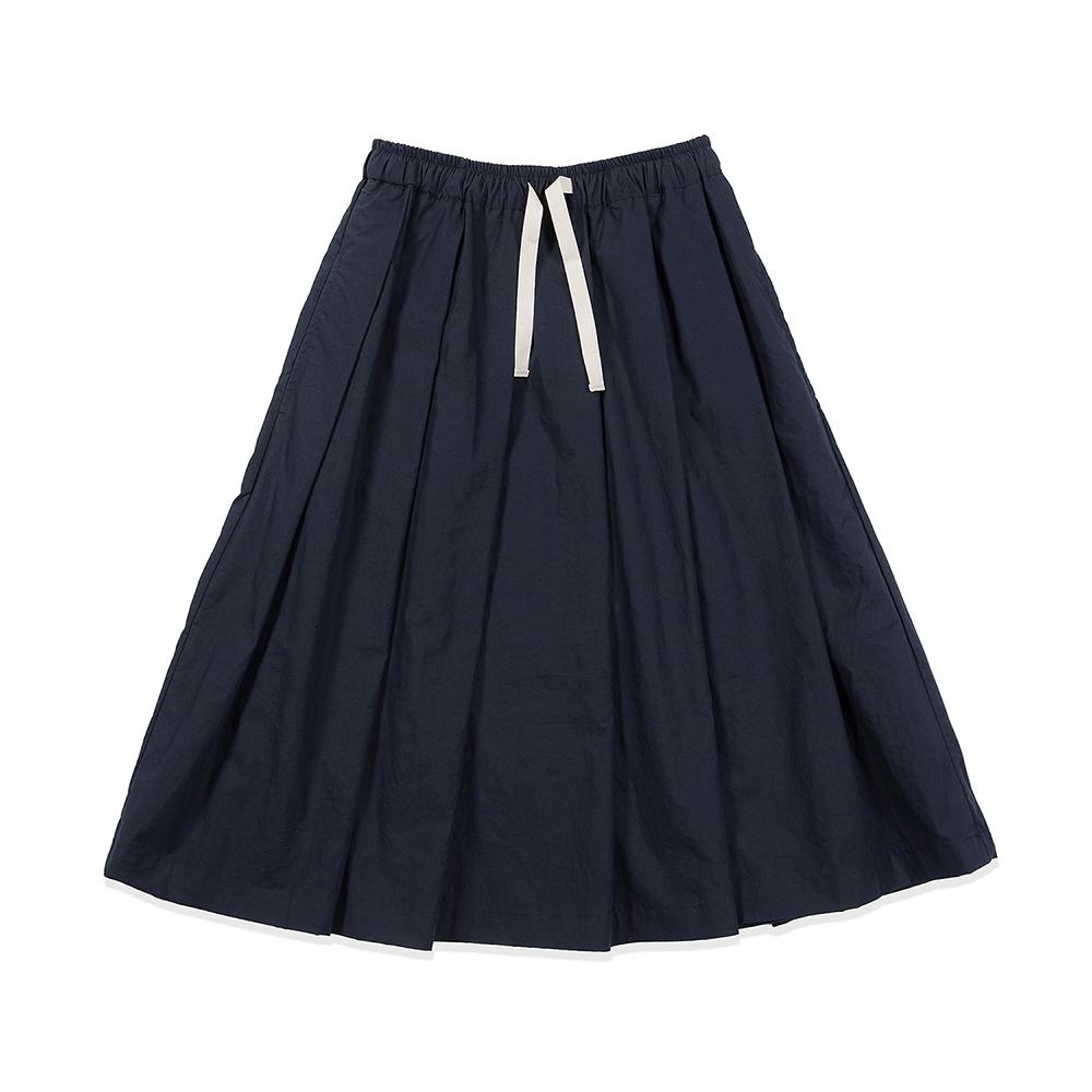 Pleats Banding Skirts - Navy