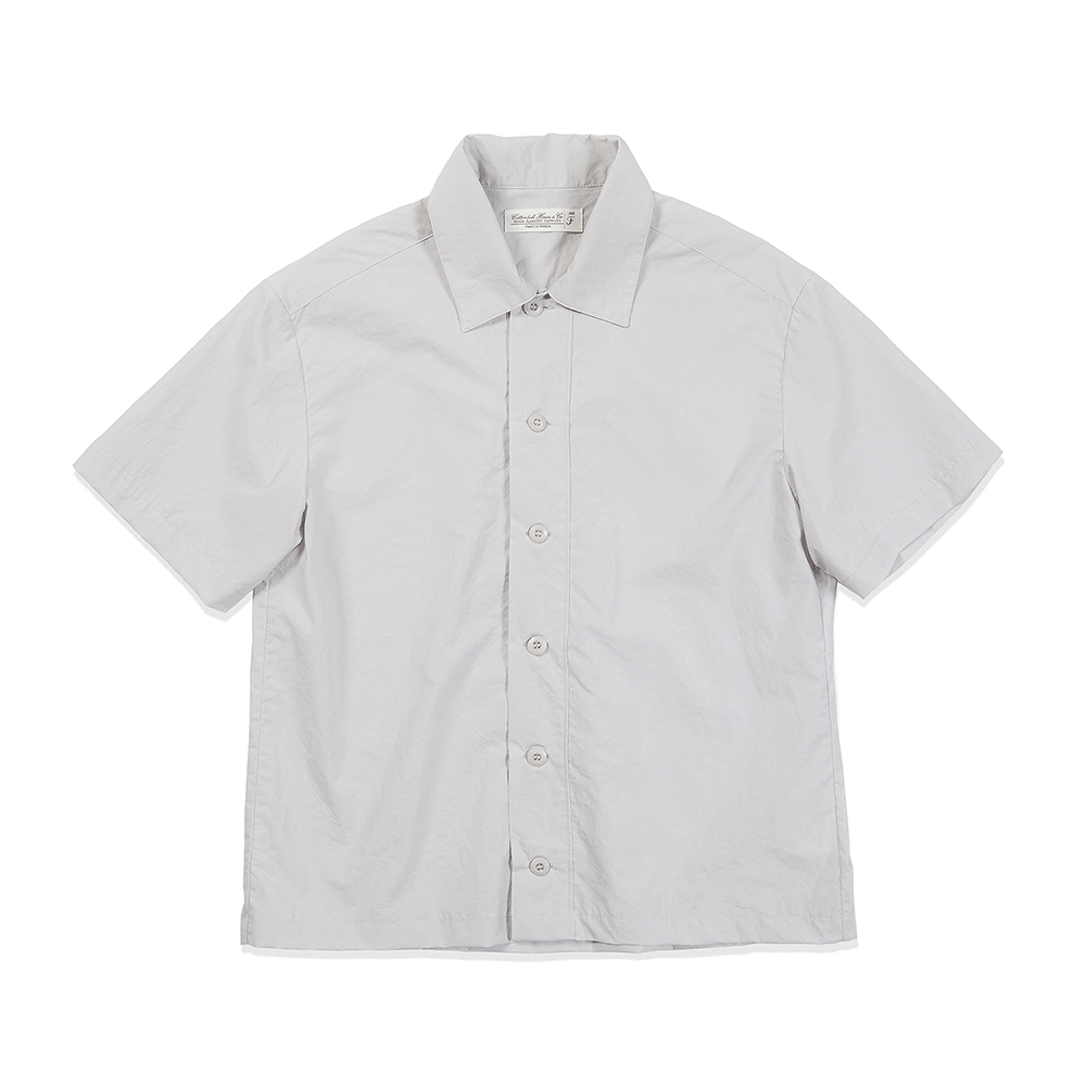Wide Placket Short-Sleeve Shirts - Gray