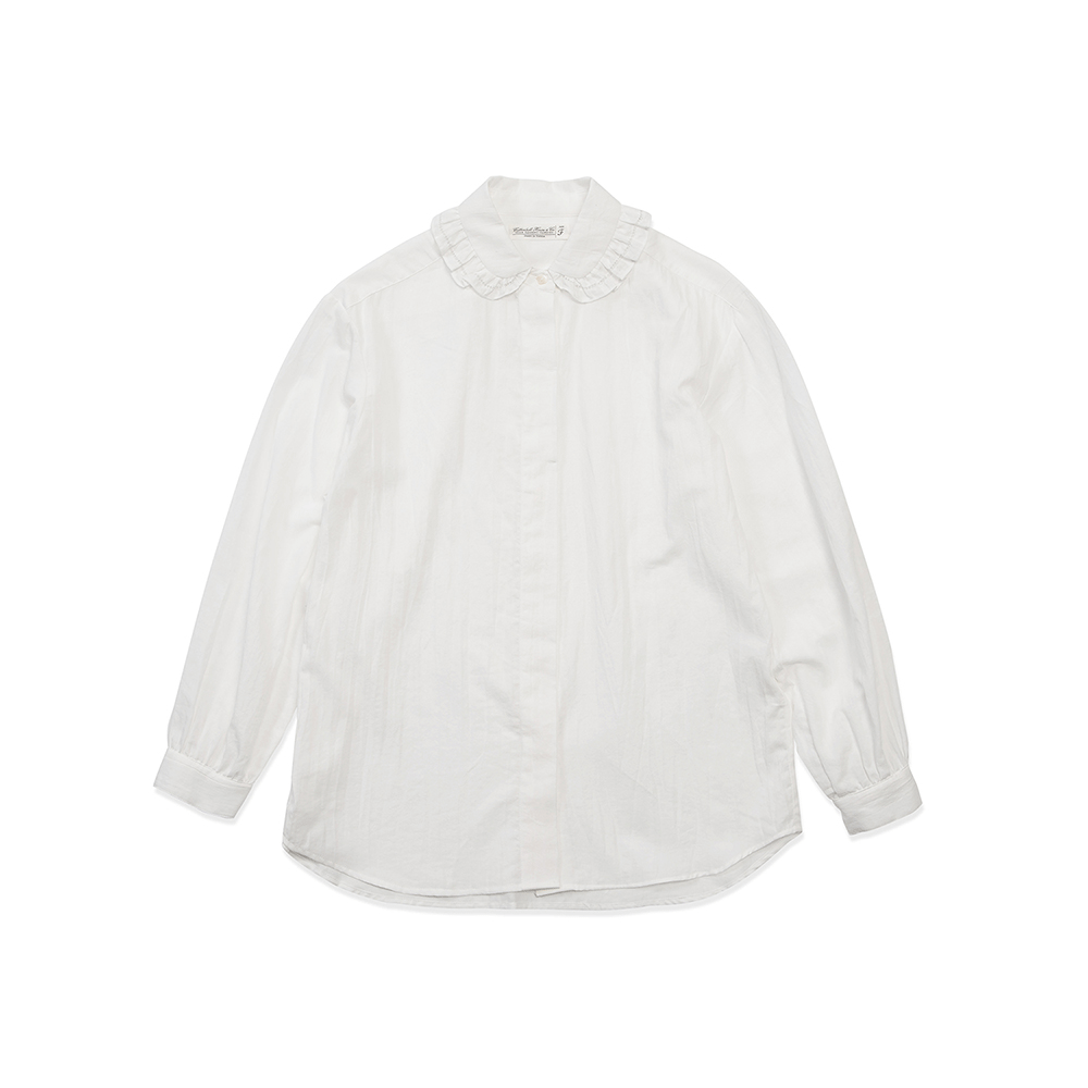 Ruffle Collar Shirts - White