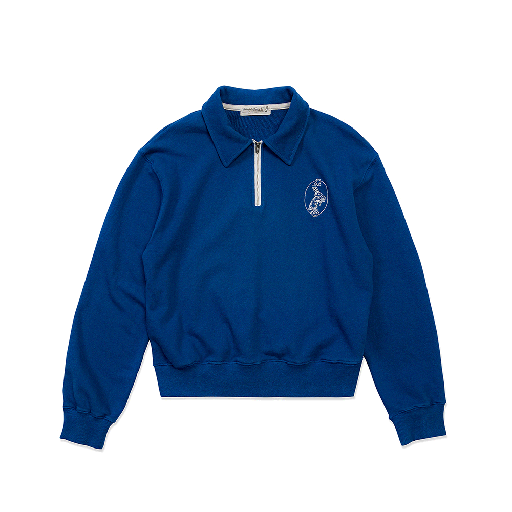 Zip-Up Collar Sweatshirts - Blue