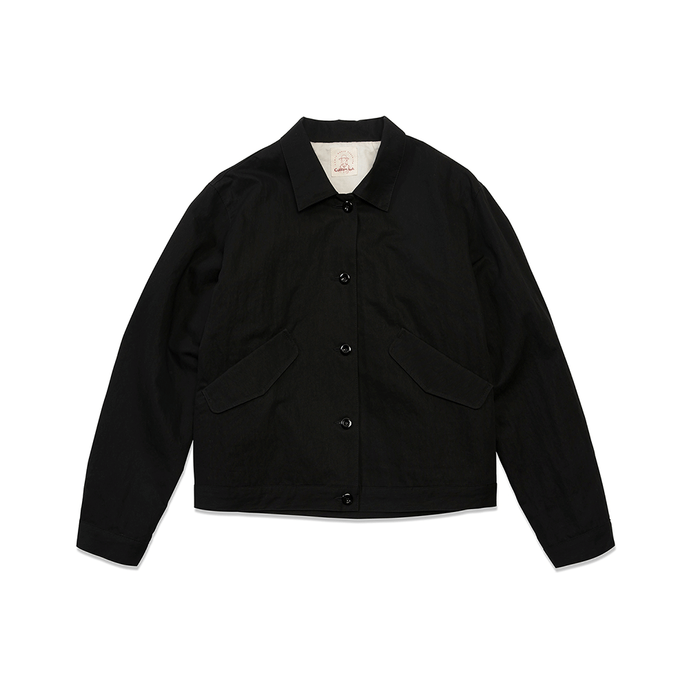 Back Shirring Trucker Jacket - Black