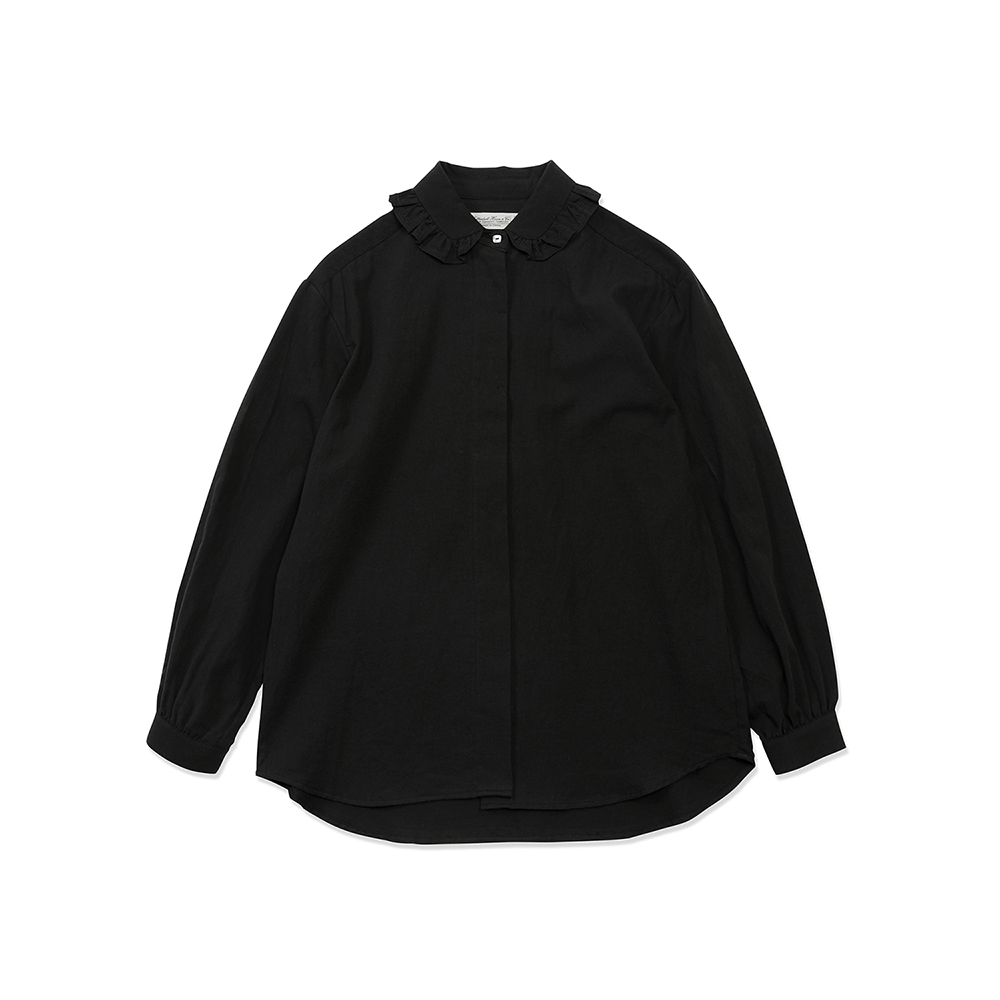 Ruffle Collar Shirts - Black