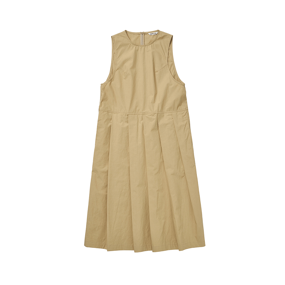 Pleated Skirt Dress - Beige