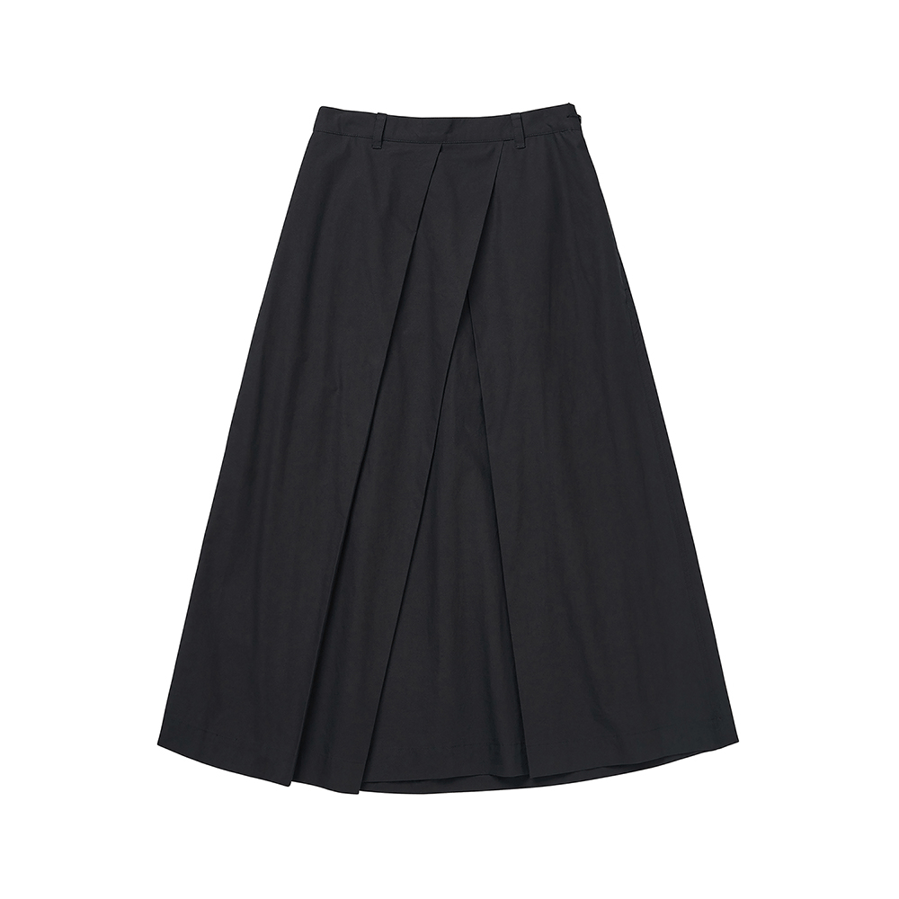 Unbalanced Pleated Skirt - Black