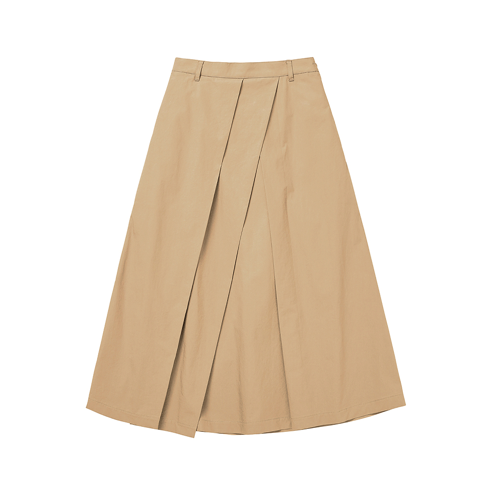 Unbalanced Pleated Skirt - Beige