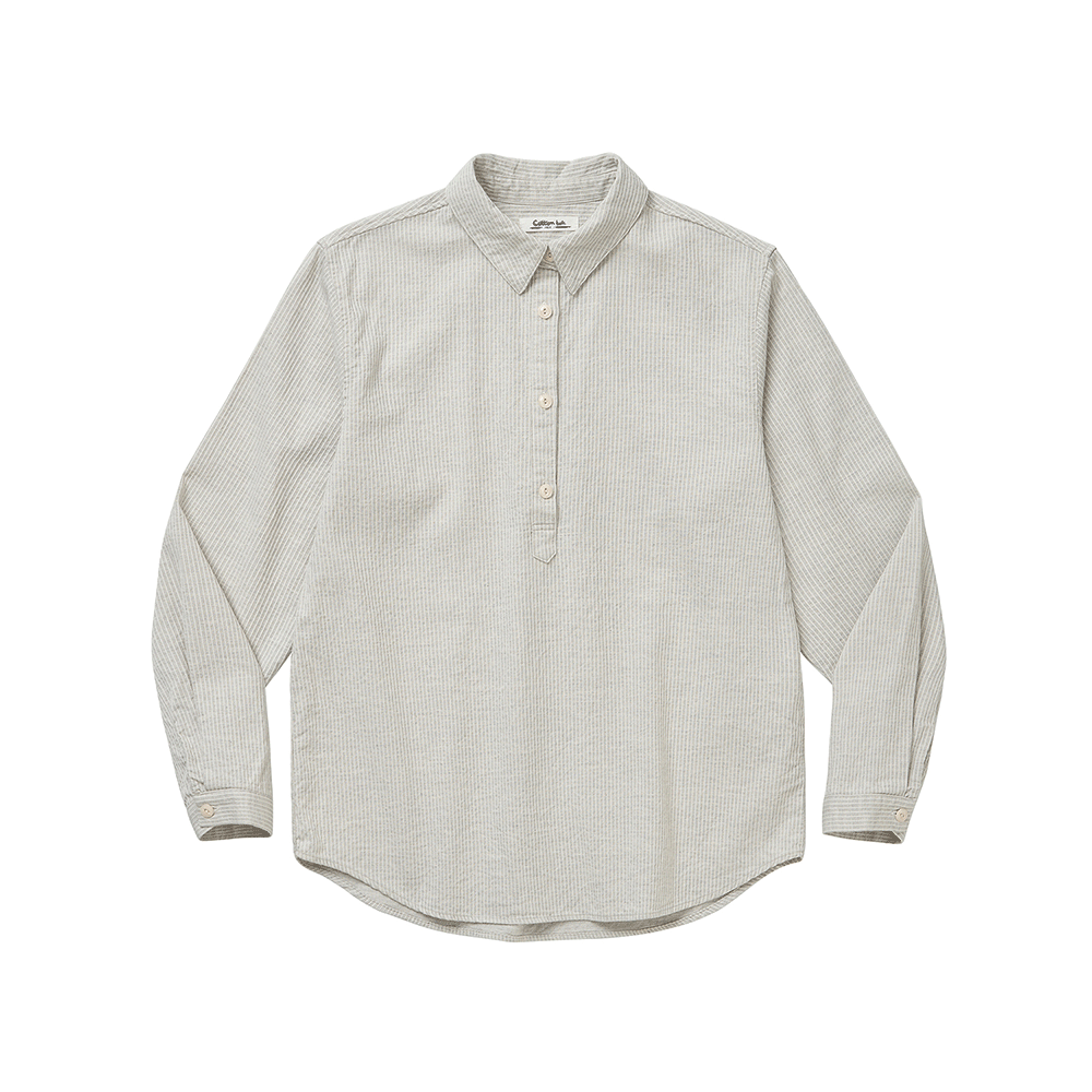 Pullover Long-Sleeve Shirts - Stripe Gray