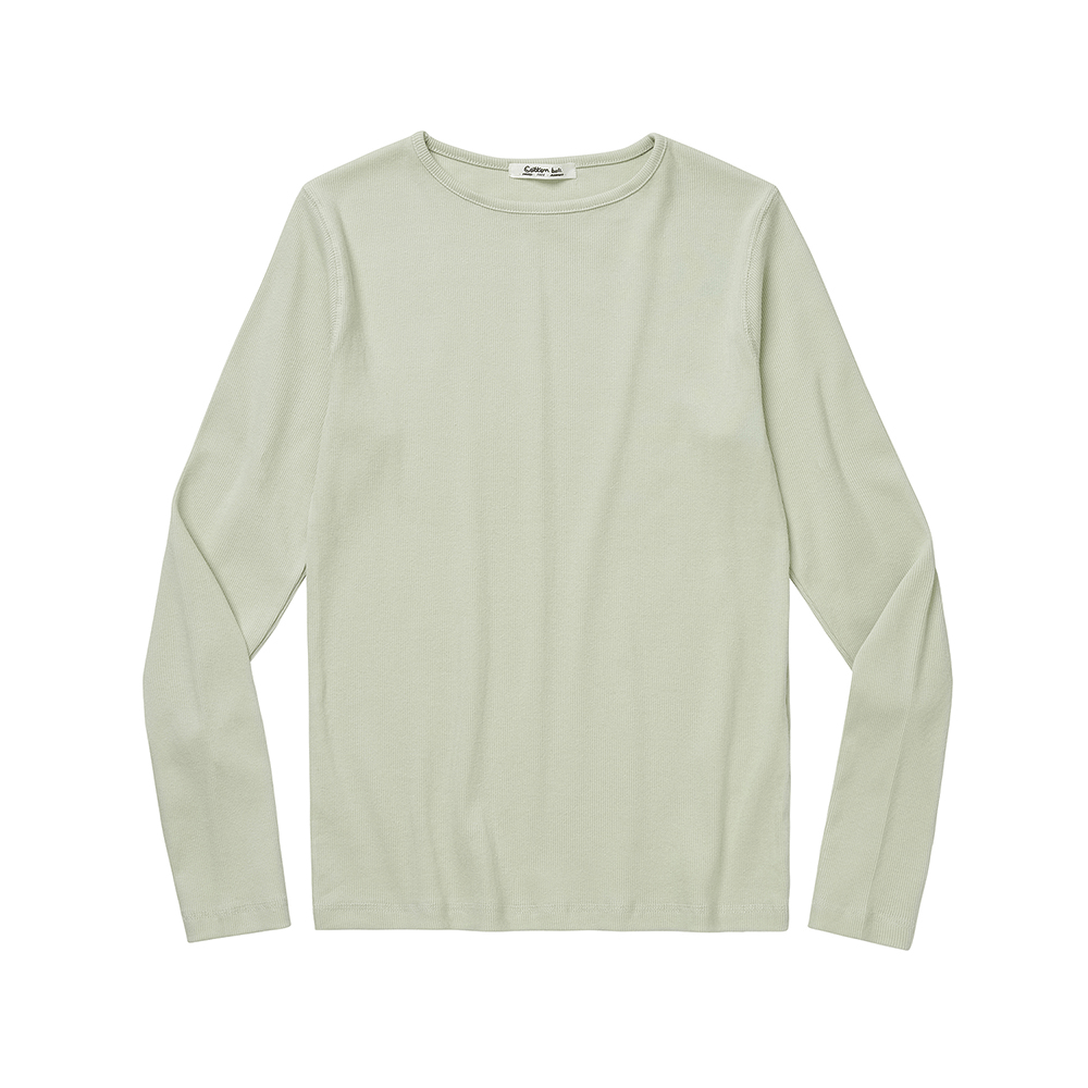 Ribbed Cotton Long-Sleeve Top - Mint