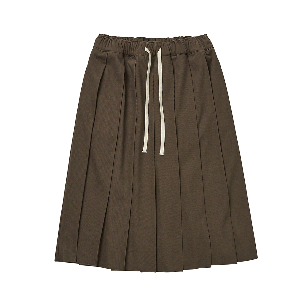 Banding Pleated Skirt - Brown