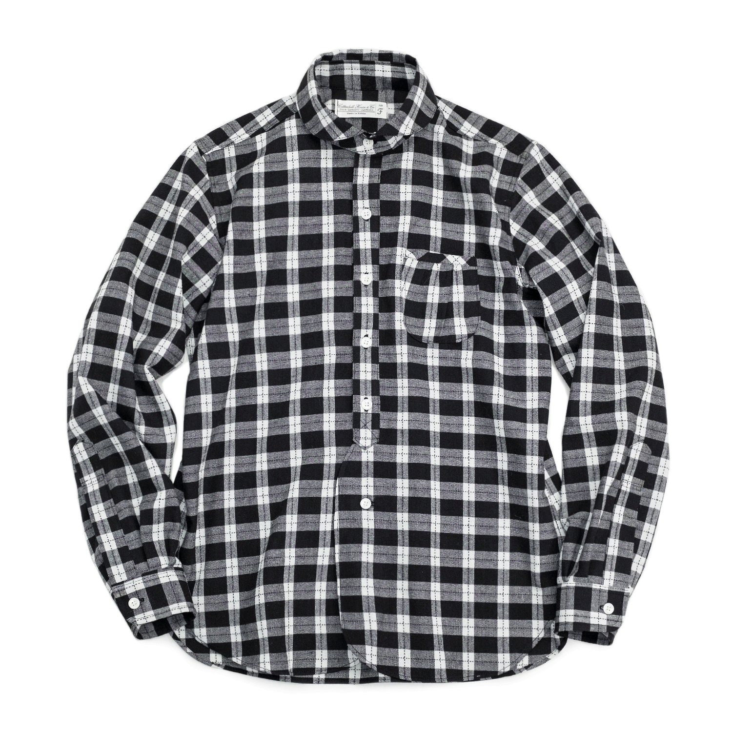 Shirring Pocket Check Shirts - Black/White