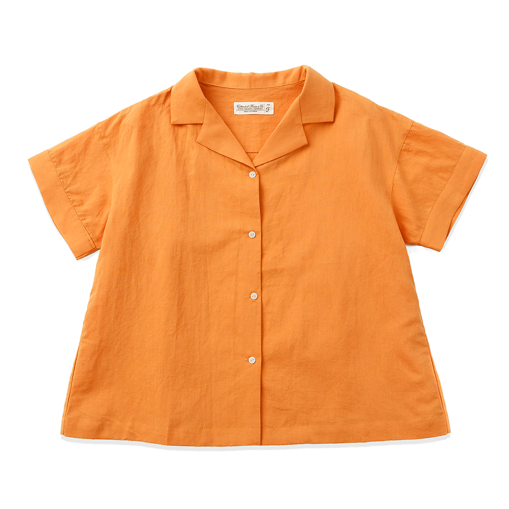 Linen Open Collar Shirts - Orange