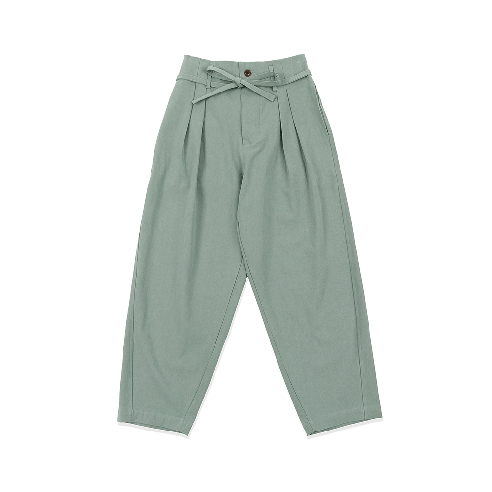 Wide Slim String Pants - Mint Gray