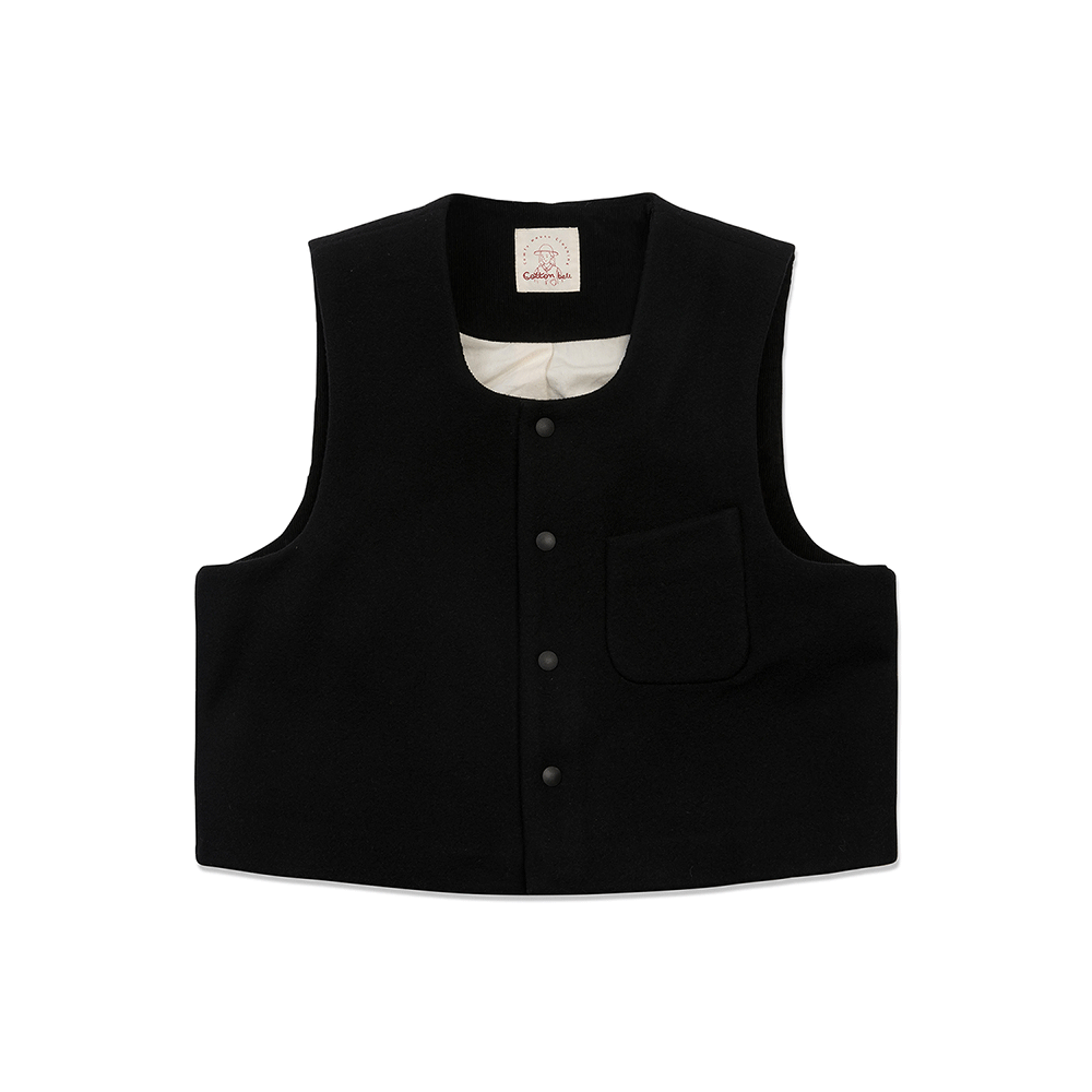 Wool Short Vest - Black