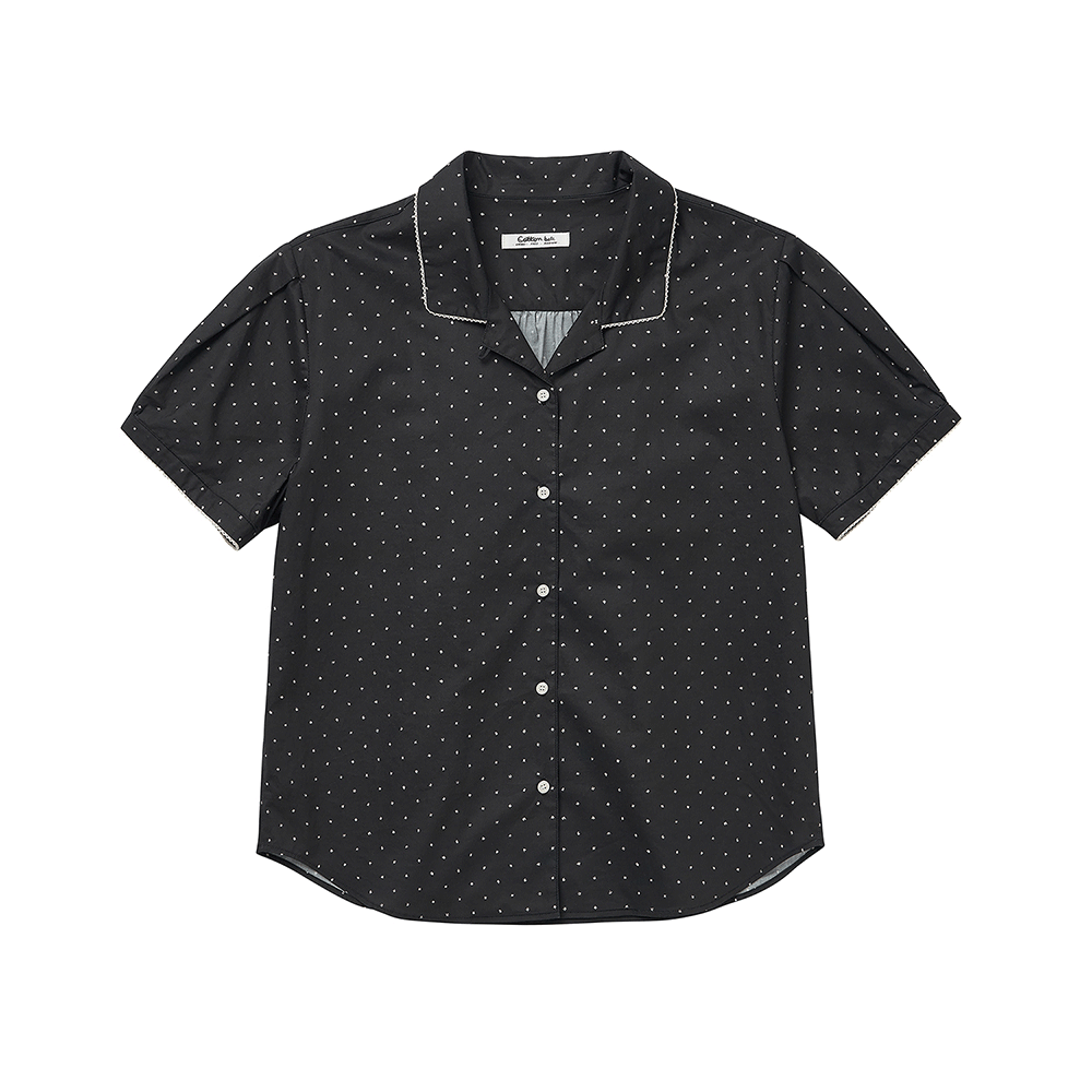 Lace Point Pattern Shirts - Black
