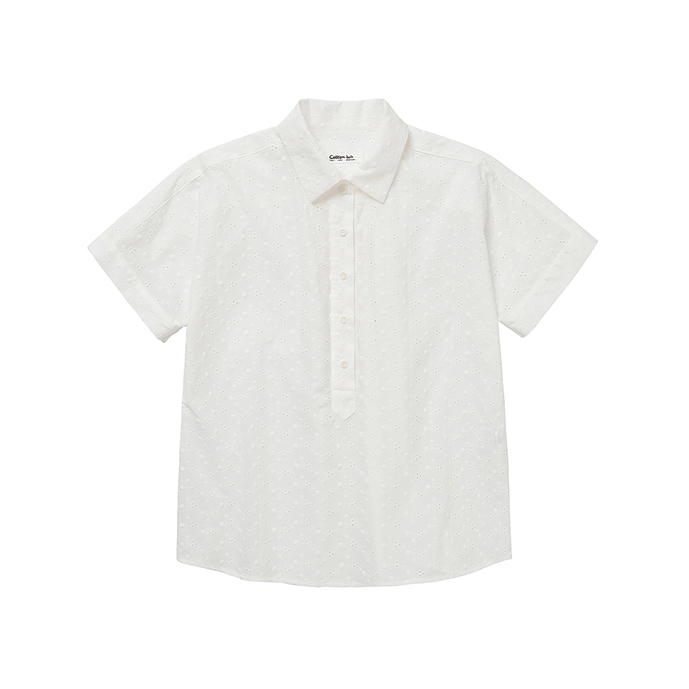 Embroidery Pullover Shirts - White